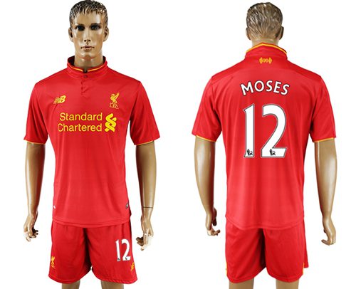 Liverpool #12 Moses Red Home Soccer Club Jersey